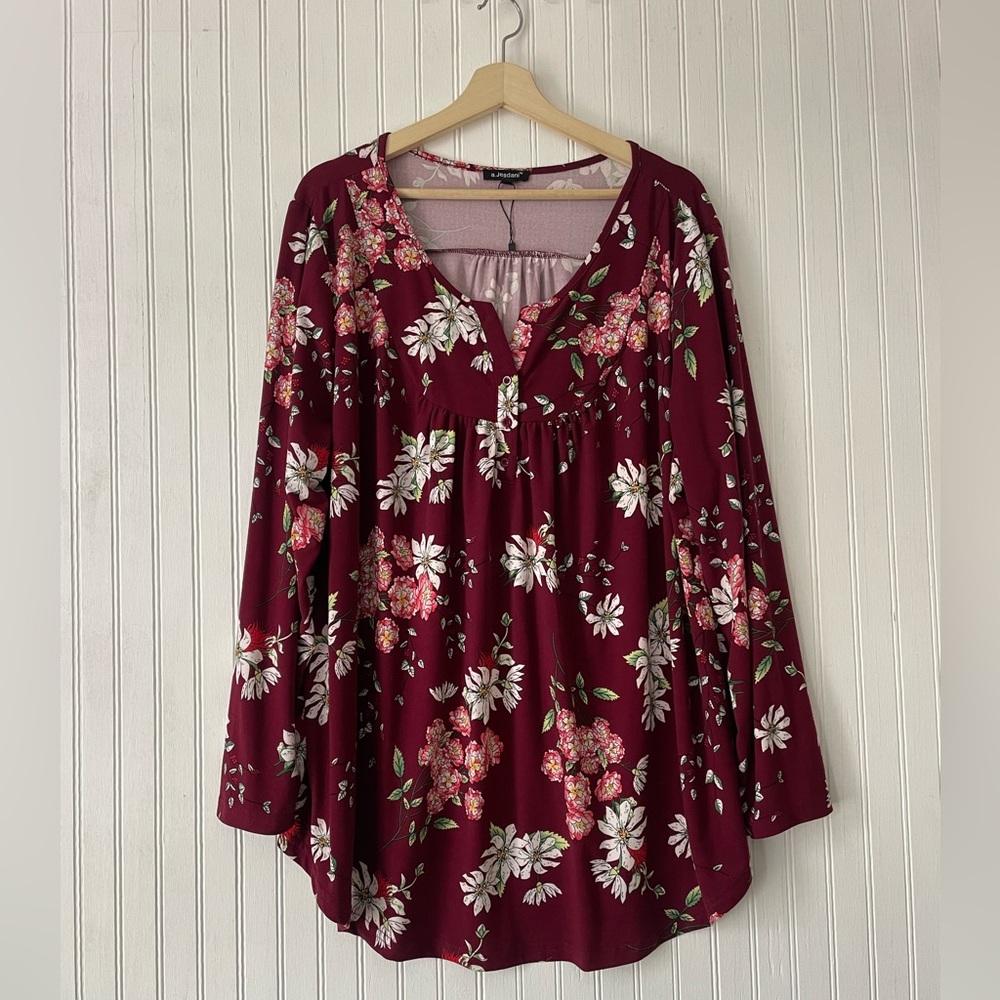 a. Jesdani Women's Plus Size Multicolor Floral Stretch Shirt Sz 4X